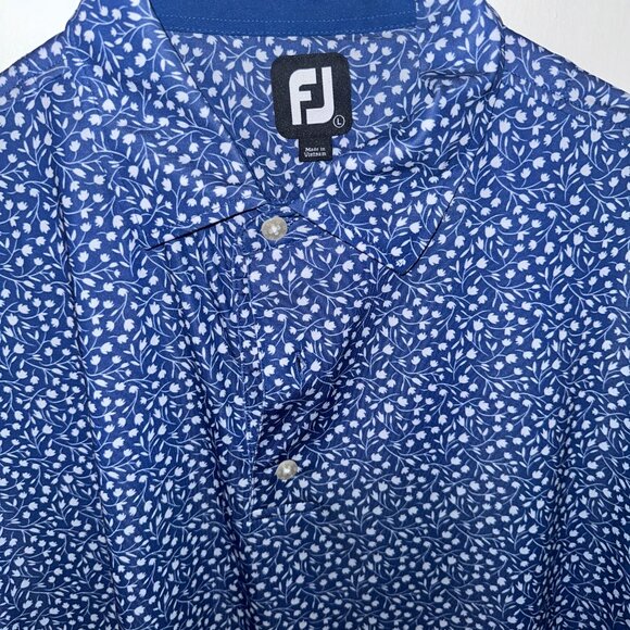 Blue Flower Pattern - Men's Large Footjoy Golf Polo - Port Royal Hilton Head Isl - Picture 2 of 6